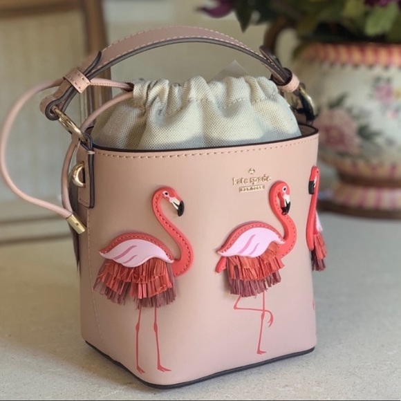 Kate Spade By The Pool Flamingo Pippa Bucket Bag - Picture 3 of 12